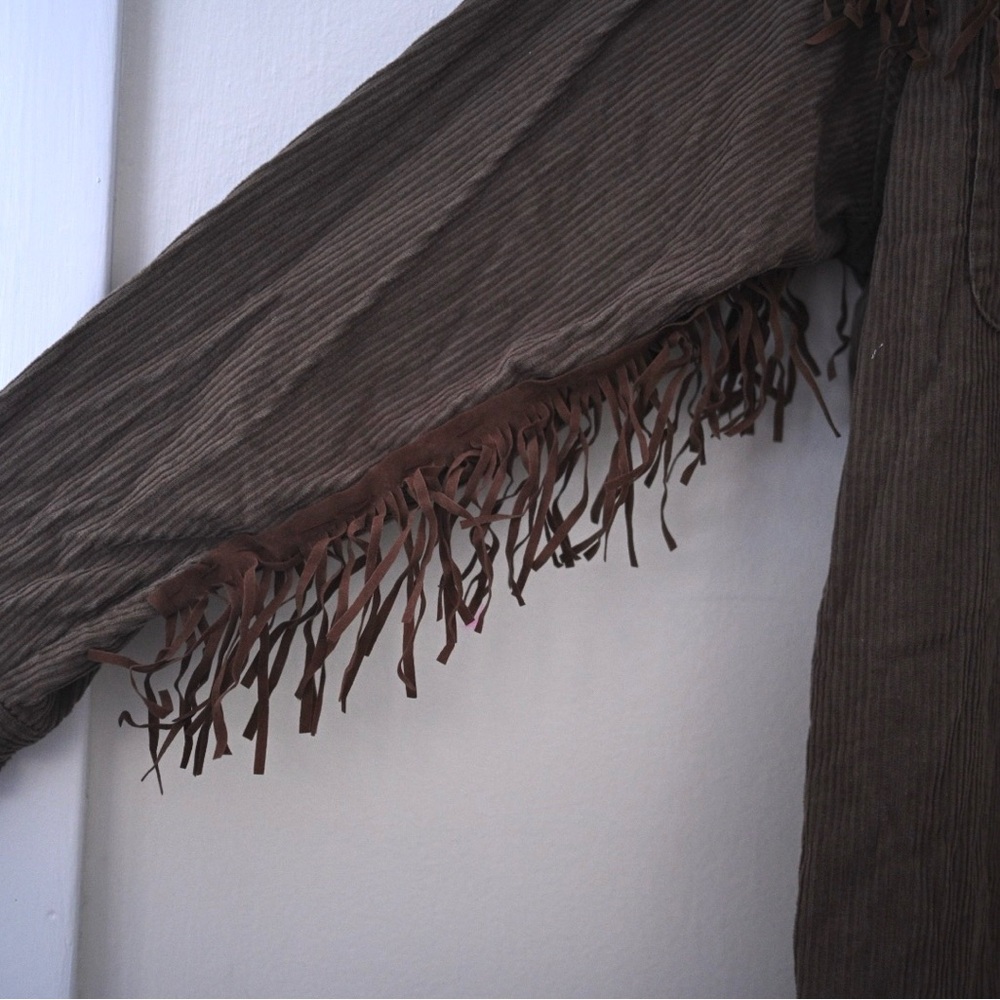 Vintage 90’s Old Navy Brown Fringe Zipped Corduroy Jacket Size M(men’s) Y2K Boho - Picture 8 of 10